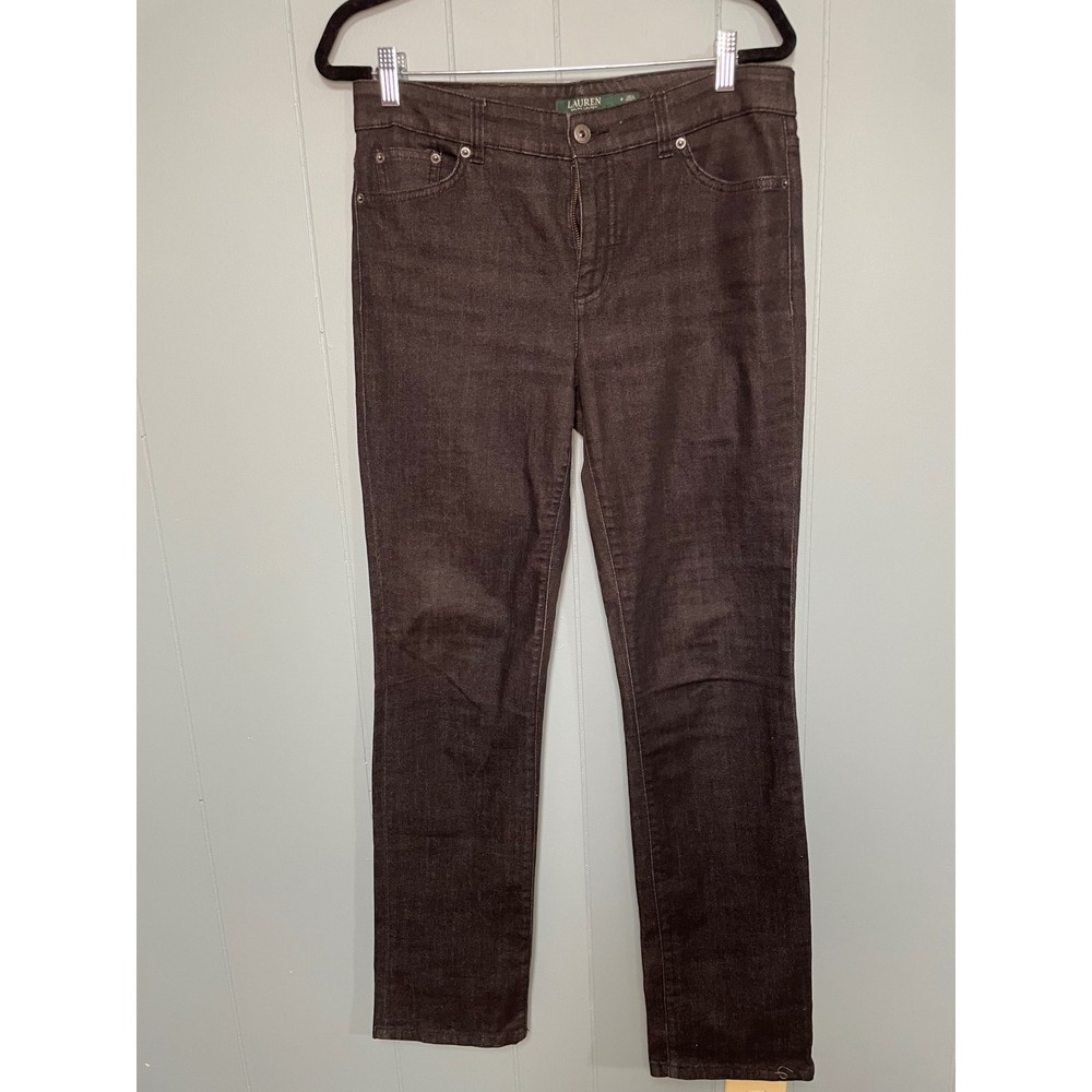 Lauren Ralph Lauren Premier Straight Jeans Women 8 Black Excellent Dark Wash